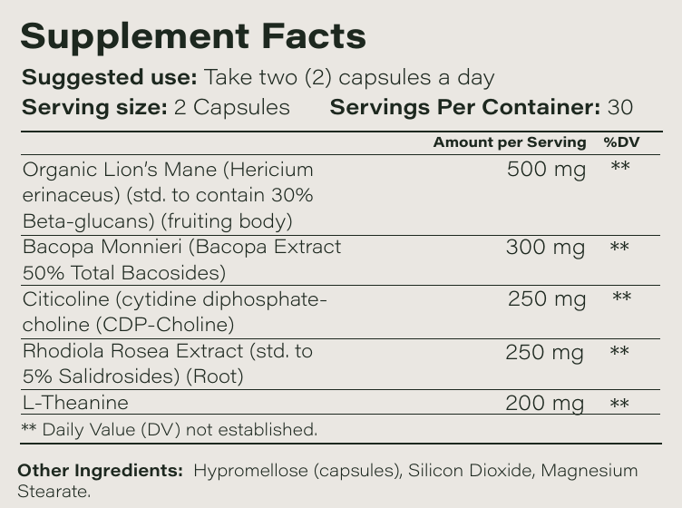 Clarimind Supplement Facts